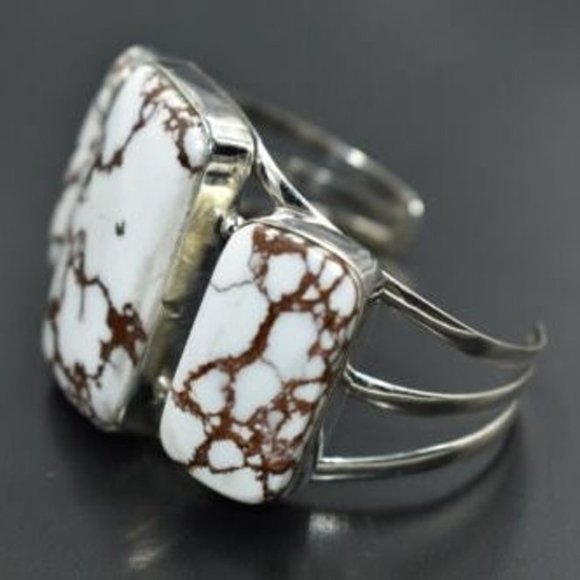 Huge Wild Horse Jasper Sterling Silver Cuff Bracelet Southwestern Bracelet Large - Picture 3 of 6